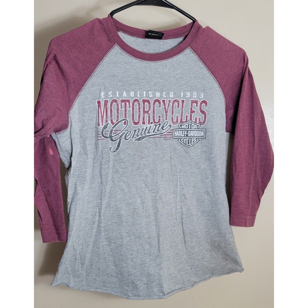 Harley Davidson Shirt Ladies Size Small Baseball Raglan Tee Womens Arsenal